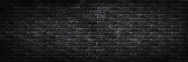 Obraz premium Vector realistic isolated panoramic black brick wall background for template and layout decoration.