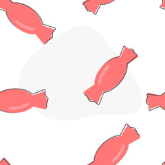 Vector candy icon cartoon style on seamless pattern on a white background.