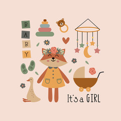 poster with fox girl and bohemian elements