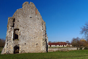 Fototapeta na wymiar Boxgrove Priory gable end photo of this old ruin a Benedictine priory founded in 1107, situated in the small village of Boxgrove in West Sussex.