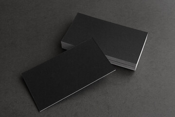 Business cards blank. Mockup on black background.  Copy space.