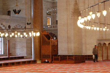 View of the main places and monuments of Istanbul (Turkey). Suleymaniye Mosque