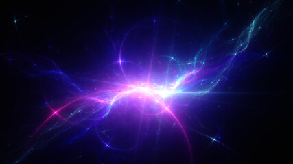 Obraz premium Abstract background, smooth blue and red lines on a black background.
