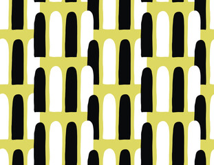 Vector texture background, seamless pattern. Hand drawn, yellow, black, white colors.