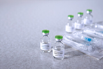 Vaccine and syringe injection. Medicine concept of immunization and prevention of virus spread.