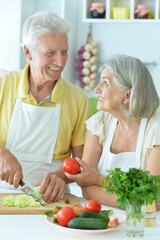 Senior couple cooking