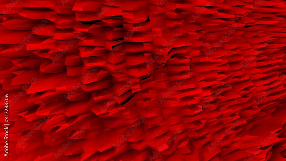 Poster 3d low poly background in red color. abstraction in the form of relief.
