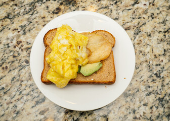 Home made egg avocado sandwich