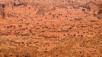Closed up of panoramic brown cork board texture for banner background.