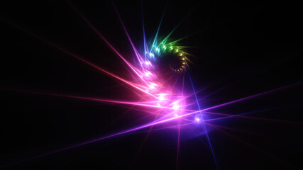 Abstract background, smooth blue and red lines on a black background.