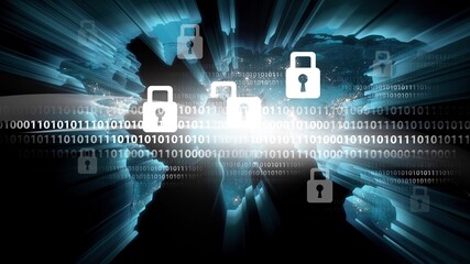 Safety concept:  Padlock on digital background