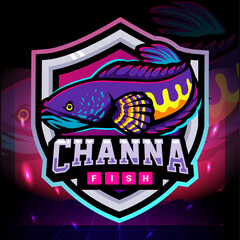 Channa fish mascot. esport logo design
