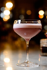 Close up of glasses of New York sour cocktail on the holiday