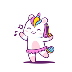 cute little unicorn dancing isolated in white