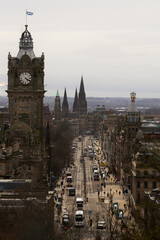 Fototapeta na wymiar View over princes street, the main street of Edinburgh