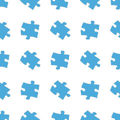 Blue Jigsaw Puzzle Pieces seamless pattern. Ornament can be used for gift wrapping paper, pattern fills, web page background,surface textures and fabrics.