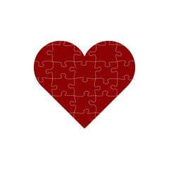 Obraz na płótnie Canvas Jigsaw puzzle with all its pieces put together forming a big red heart of love. Stock Vector illustration isolated on white background.