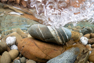 Cobblestones under water