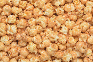 Heap of fresh popcorn background macro shot.