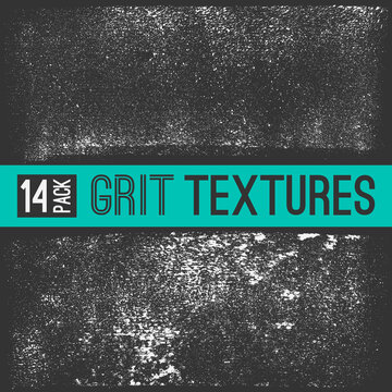 Two subtle grit vector textures made using sponge roller. Grime design elements on dark background. Distressed vector grunge style effect.  