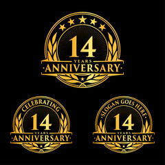 14 years anniversary collection logotype. Vector and illustration.
