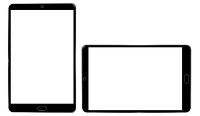 Illustration of Two Electronic Blank Touchscreen Devices with Clipping Paths Isolated on White