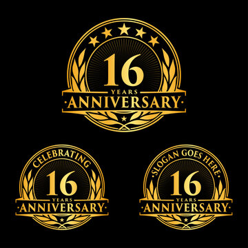16 years anniversary collection logotype. Vector and illustration.
