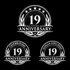 19 years anniversary collection logotype. Vector and illustration.
