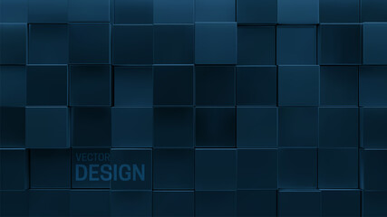 Fototapeta premium Navy blue cubic background.