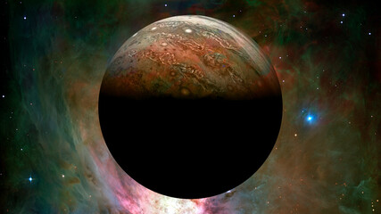 The Jupiter from space. Elements furnished by NASA.