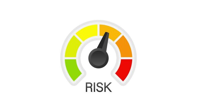 Risk icon on speedometer. High risk meter. Motion graphics.