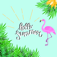 A ''Hello Summer'' poster, banner, postcard for summer topics on websites, blogs for print. Vector illustration. EPS10.