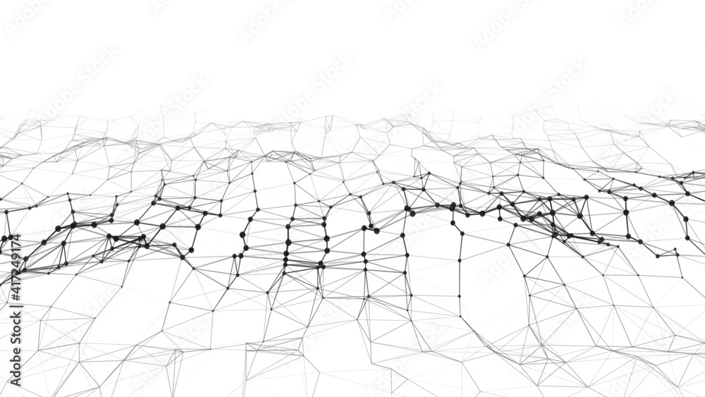 Wall mural wave 3d. wave of particles. futuristic point wave. design for poster. technology vector background. 