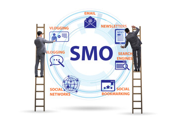 Social media optimisation concept with businessman