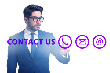 Businessman pressing in communication concept