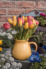 Floral decor near house