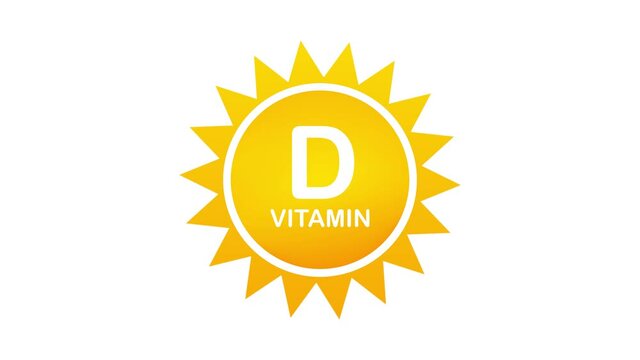 Vitamin D Icon with Sun. Stock illustration. Motion design.