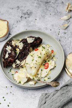 butter poached cod with tarragon aioli