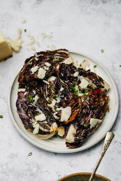 charred radicchio salad with pecorino and balsamic