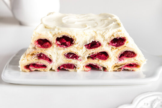 Cherry and raspberry vanilla cake.