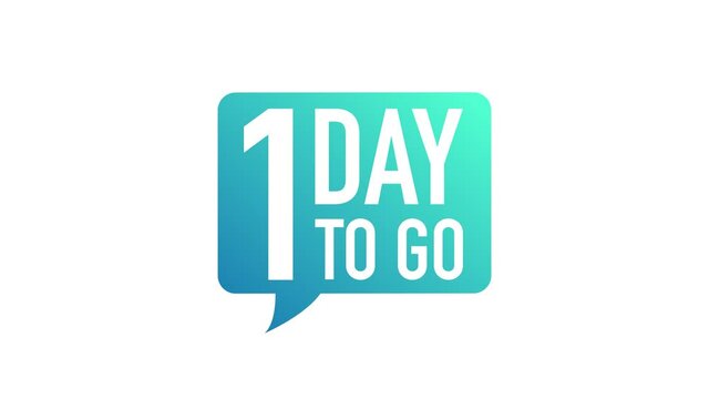 1 Day Left label on white background. Flat icon. Motion graphics.