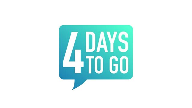 4 Days Left label on white background. Flat icon. Motion graphics.