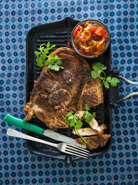 Pork steak & chutney