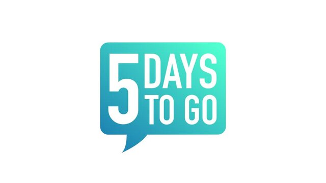 5 Days Left label on white background. Flat icon. Motion graphics.