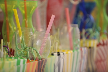 Colorful straws and glasses