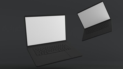 Black macbook pro 3d modeling
