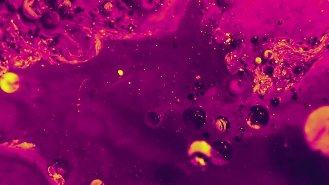 Abstract colorful fluid art painting background. Pouring technique. Liquid marble. Alcohol inkscape. Macro top view. Magenta color palette.