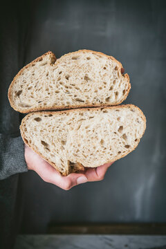 Homemade sourdough bread in a rustic kitchen