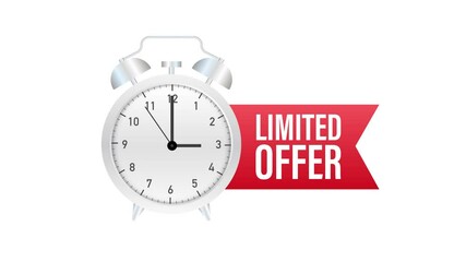Limited Offer Labels. Alarm clock countdown logo. Limited time offer badge. Motion graphics.