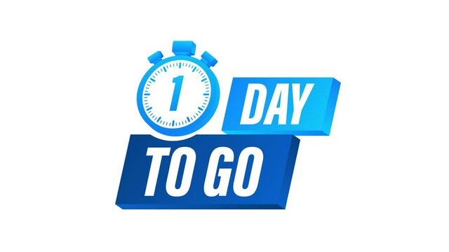 1 Days to go. Countdown timer. Clock icon. Time icon. Count time sale. Motion graphics.